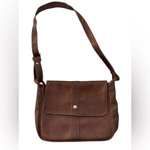 Brown Faux Leather Shoulder Bag
